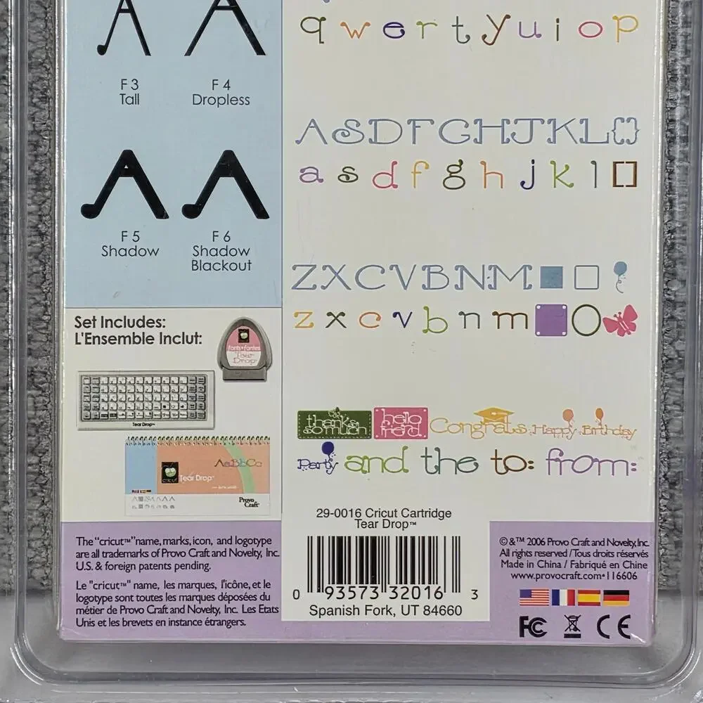 CRICUT TEAR DROP FONT CARTRIDGE – NIB – PROVO CRAFT – SCRAPBOOKING